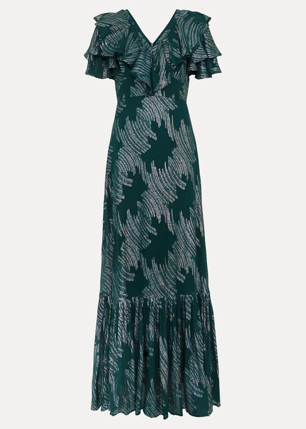 Marzia Teal Fil Coupe Maxi Dress - Teal