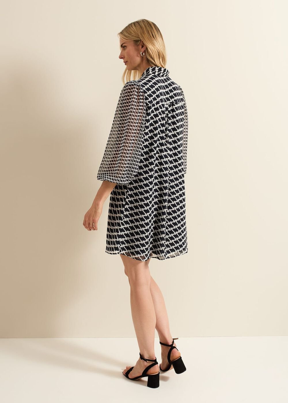 Suki Navy Geo Tunic Mini Dress - Navy