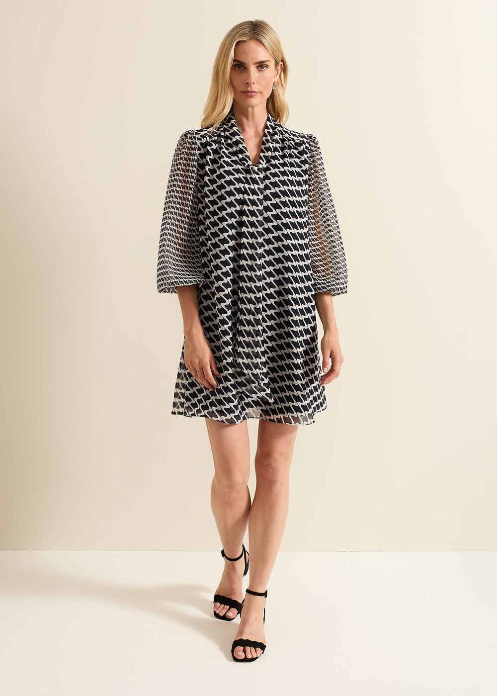 Suki Navy Geo Tunic Mini Dress - Navy