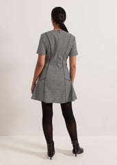 Petite Viola Houndstooth Mini Dress - Black Multi