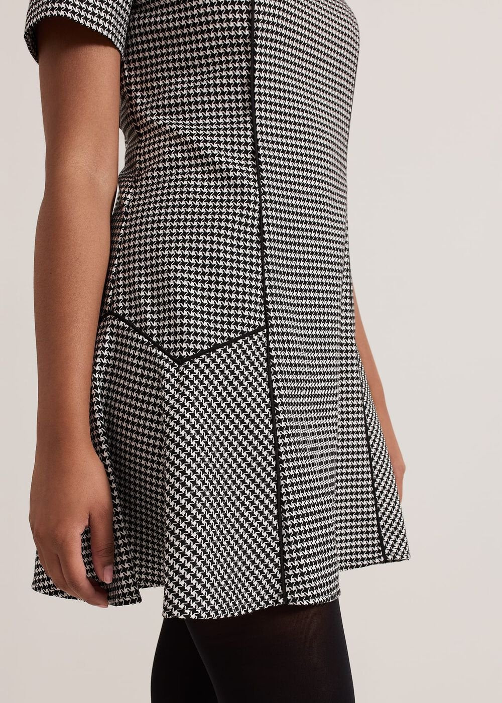 Petite Viola Houndstooth Mini Dress - Black Multi