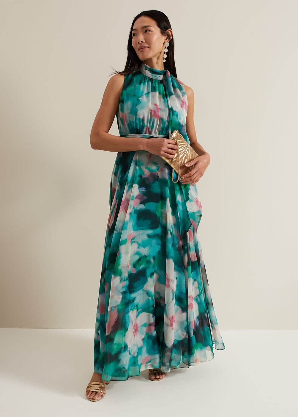 Lucinda Chiffon Print Maxi Dress - Multi-Coloured