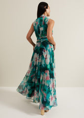 Lucinda Chiffon Print Maxi Dress - Multi-Coloured