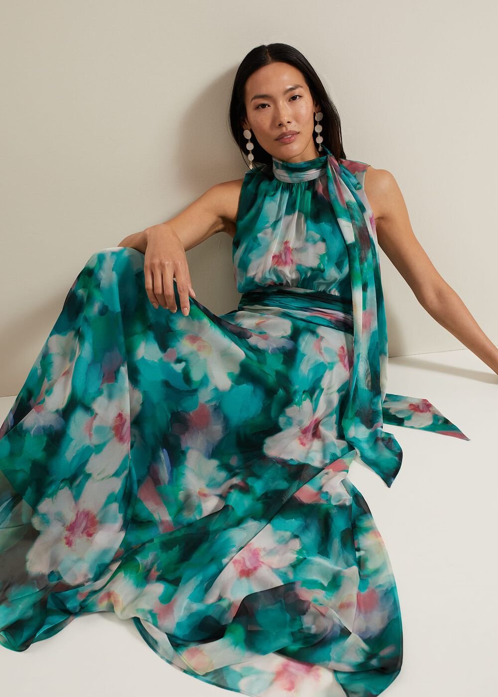 Lucinda Chiffon Print Maxi Dress - Multi-Coloured