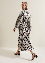 Lyric Geo Pleated Midi Dress - Multi-Coloured