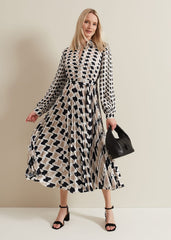 Lyric Geo Pleated Midi Dress - Multi-Coloured