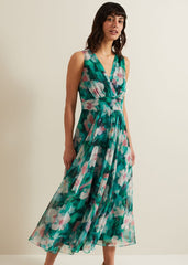 Nora Chiffon Floral Wrap Dress - Multi-Coloured