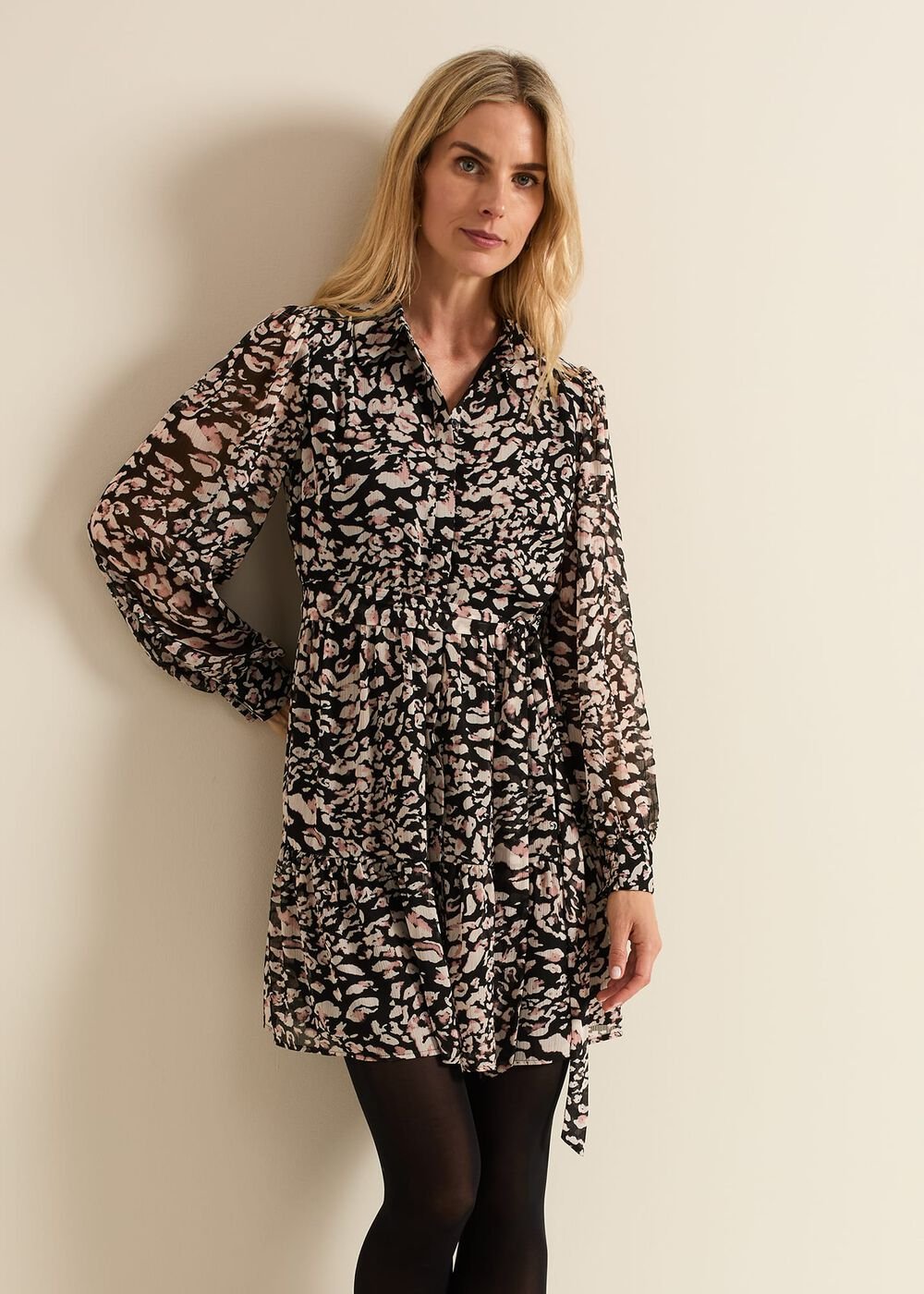 Aisling Black Leopard Swing Dress - Black