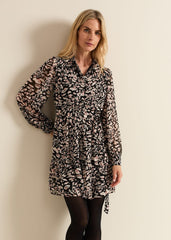 Aisling Black Leopard Swing Dress - Black