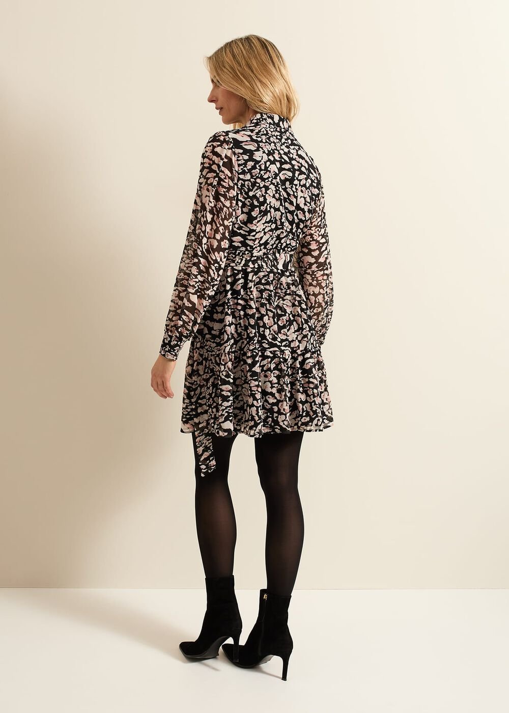 Aisling Black Leopard Swing Dress - Black