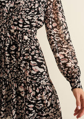 Aisling Black Leopard Swing Dress - Black