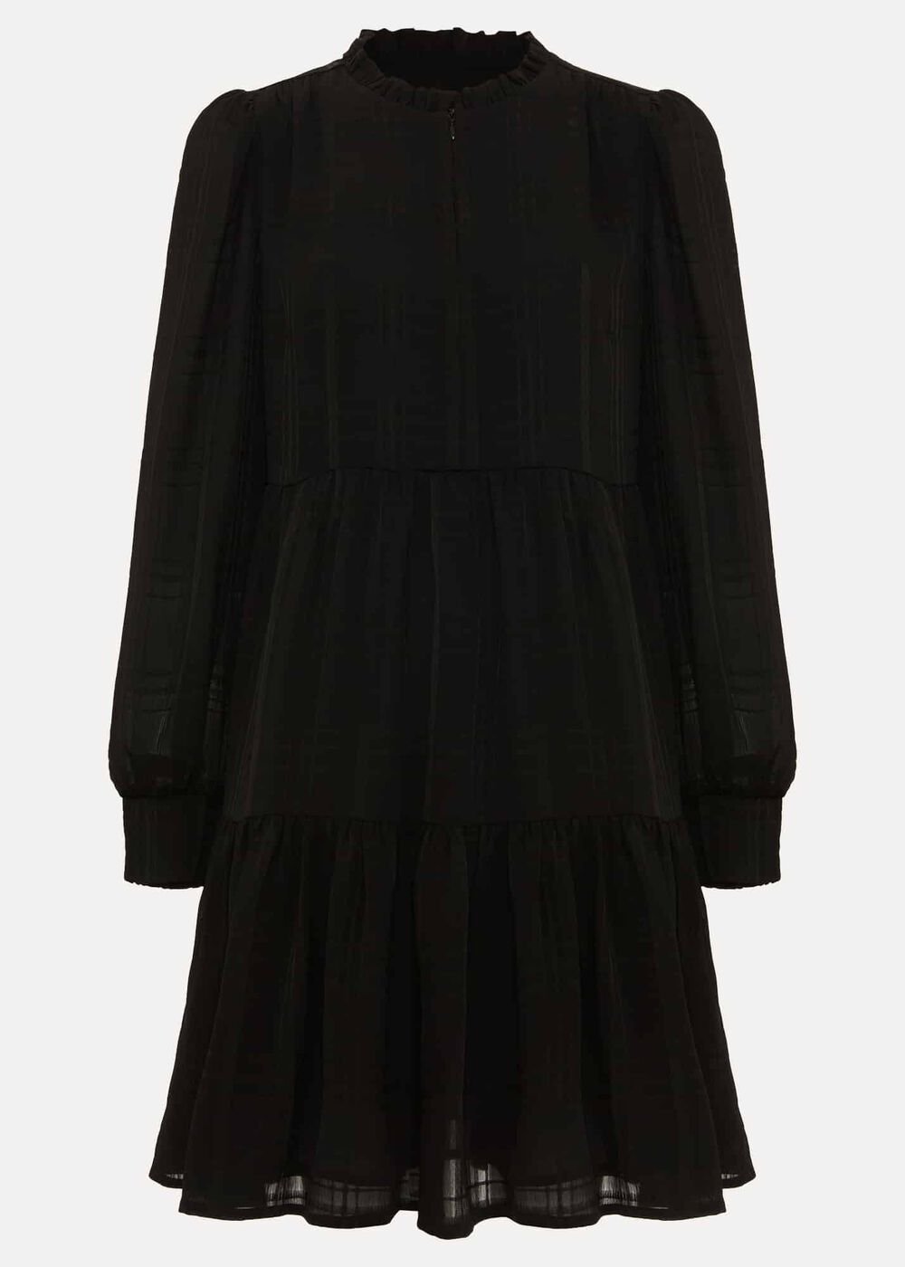 Shreya Check Swing Mini Dress - Black
