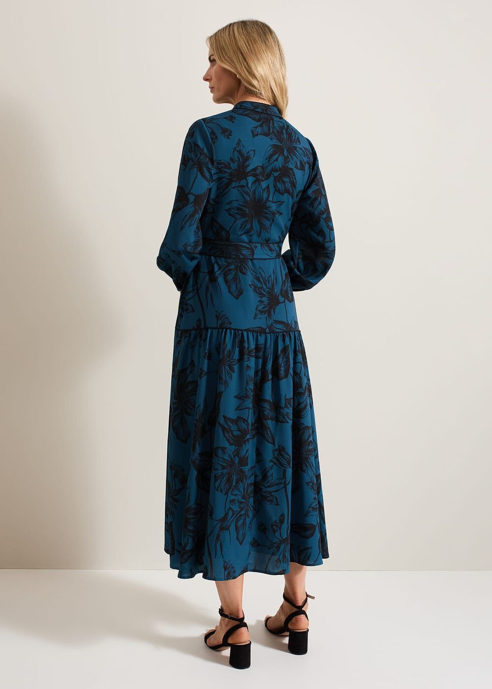 Shakira Teal Floral Midaxi Dress - Teal