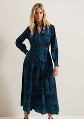 Shakira Teal Floral Midaxi Dress - Teal
