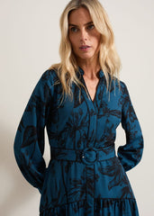 Shakira Teal Floral Midaxi Dress - Teal