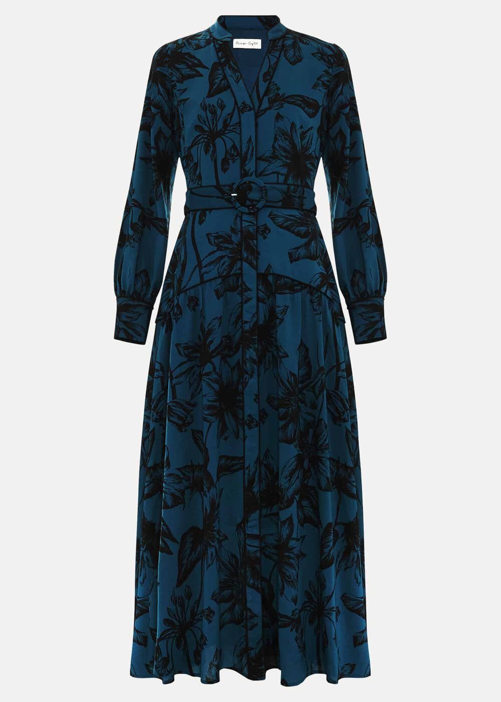Shakira Teal Floral Midaxi Dress - Teal