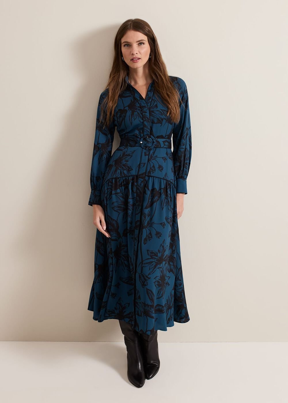 Petite Shakira Teal Floral Midaxi Dress - Teal