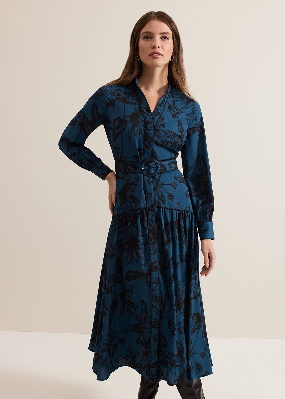 Petite Shakira Teal Floral Midaxi Dress - Teal