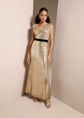 Jamae Gold Sequin Maxi Dress - Gold