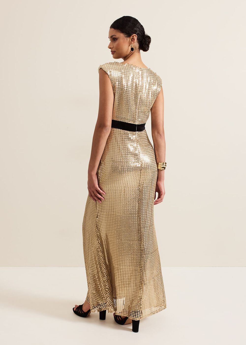 Jamae Gold Sequin Maxi Dress - Gold