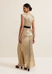 Jamae Gold Sequin Maxi Dress - Gold