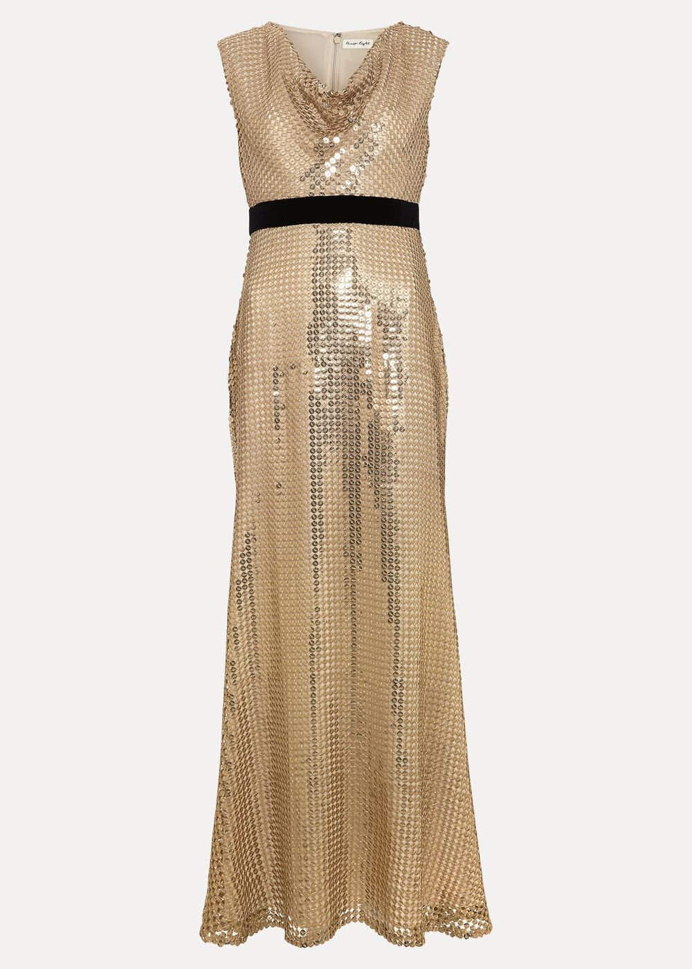 Jamae Gold Sequin Maxi Dress - Gold