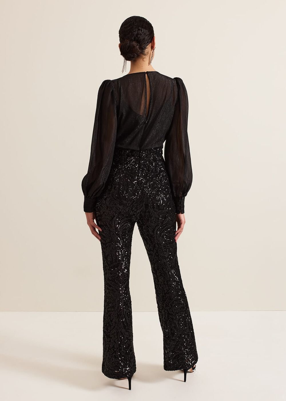 Milena Black Sequin Jumpsuit - Black