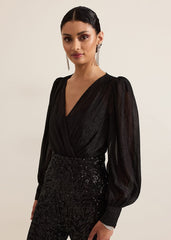 Milena Black Sequin Jumpsuit - Black
