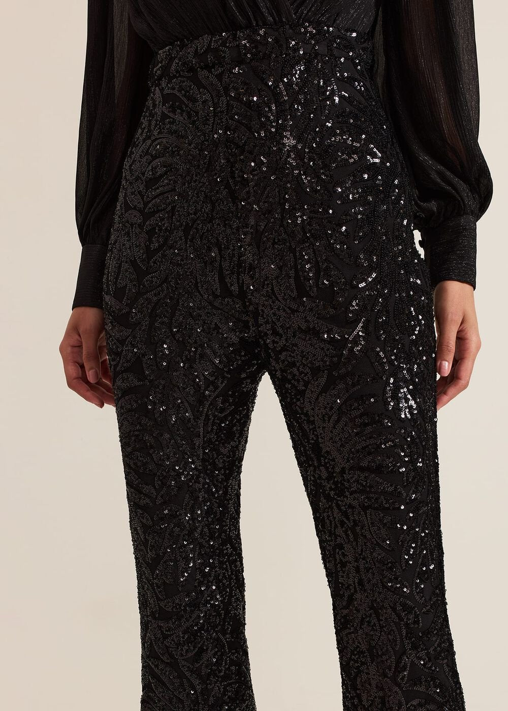 Milena Black Sequin Jumpsuit - Black