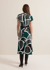 Petite Zaynab Swirl Cowl Neck Midi Dress - Green