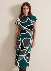 Petite Zaynab Swirl Cowl Neck Midi Dress - Green