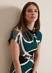 Petite Zaynab Swirl Cowl Neck Midi Dress - Green