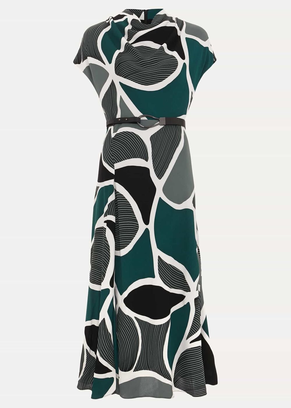 Petite Zaynab Swirl Cowl Neck Midi Dress - Green