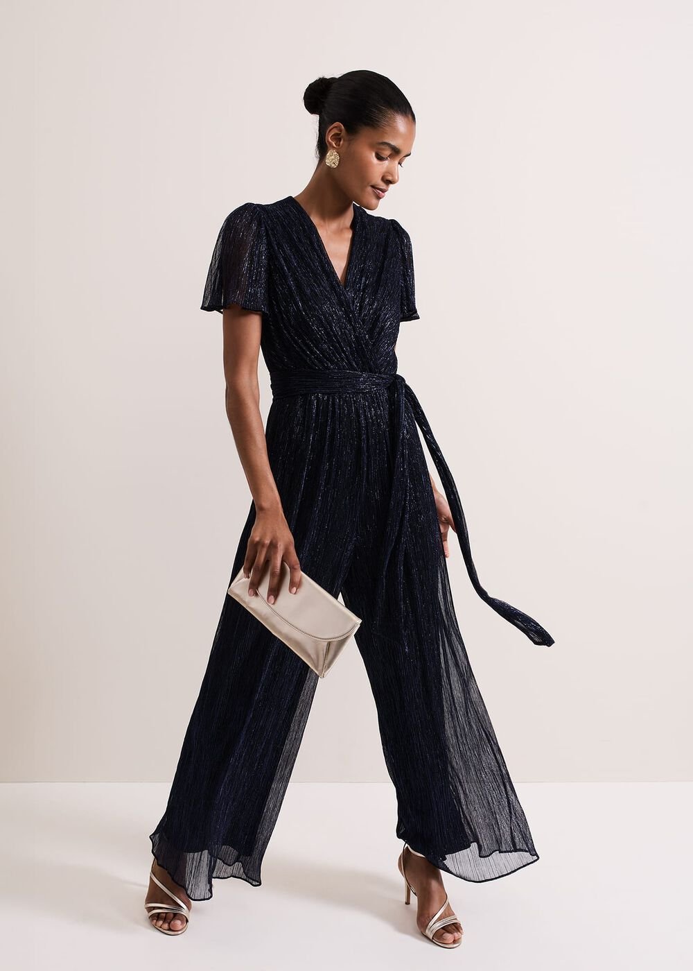 Stella Blue Plisse Jumpsuit - Blue