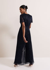 Stella Blue Plisse Jumpsuit - Blue