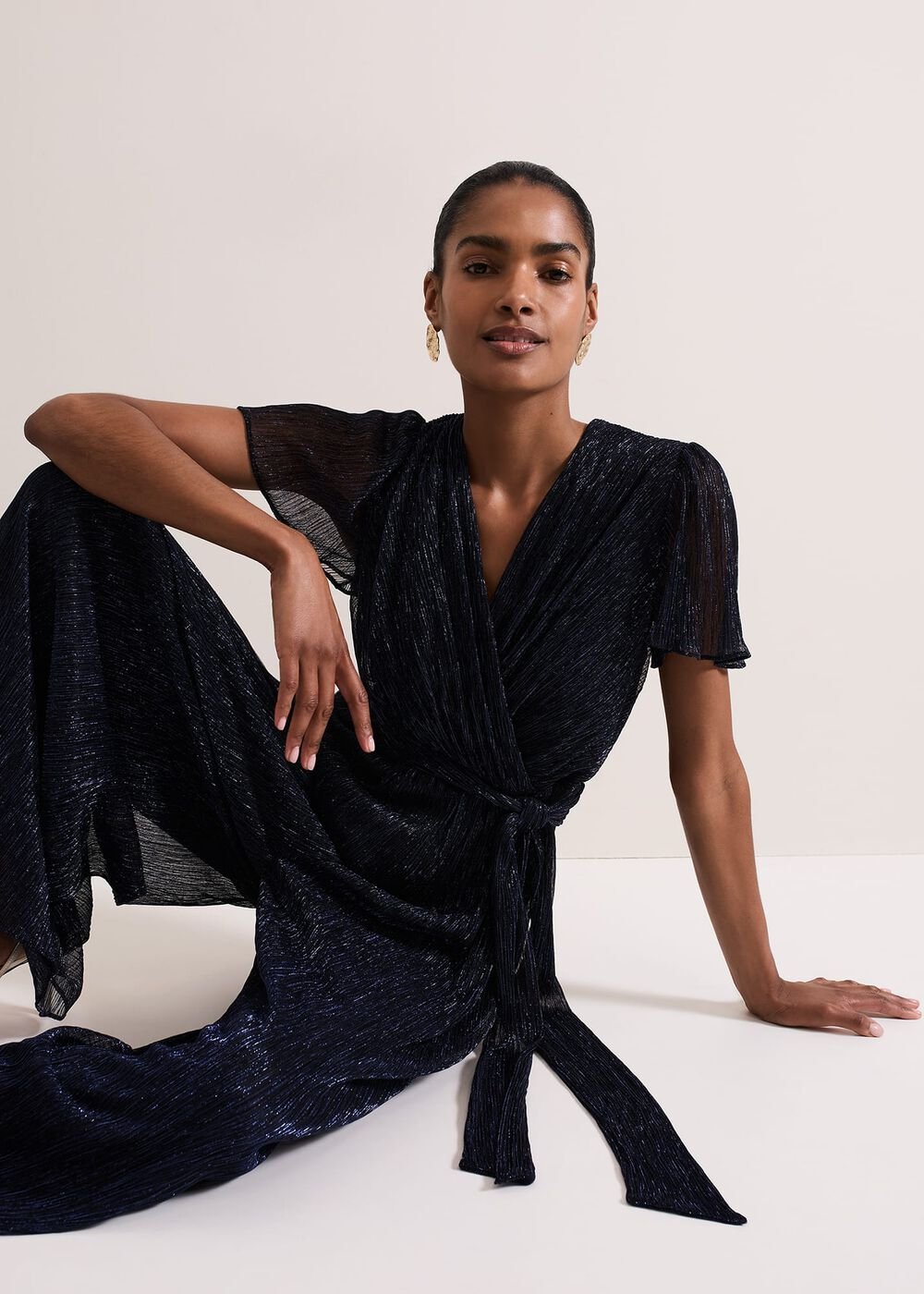 Stella Blue Plisse Jumpsuit - Blue