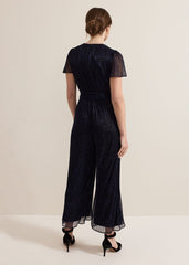Petite Stella Blue Plisse Jumpsuit - Blue