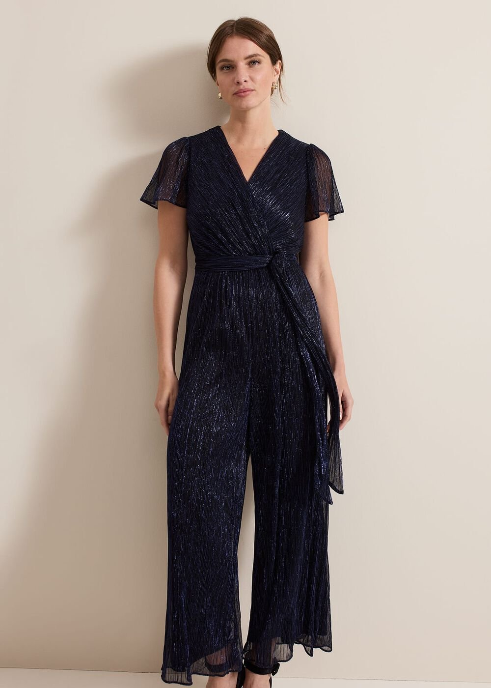 Petite Stella Blue Plisse Jumpsuit - Blue