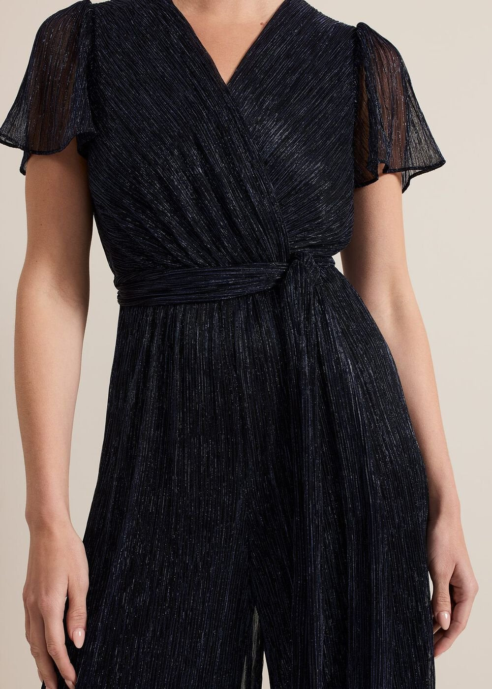 Petite Stella Blue Plisse Jumpsuit - Blue