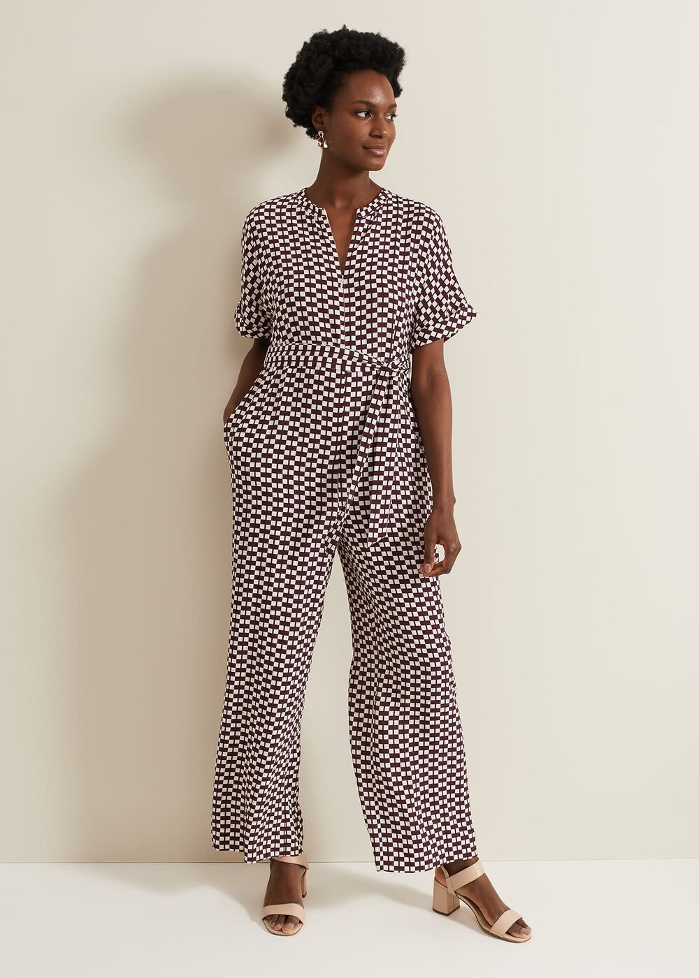 Andra Geo Tie Waist Jumpsuit - Multi-Coloured