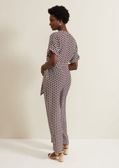 Andra Geo Tie Waist Jumpsuit - Multi-Coloured