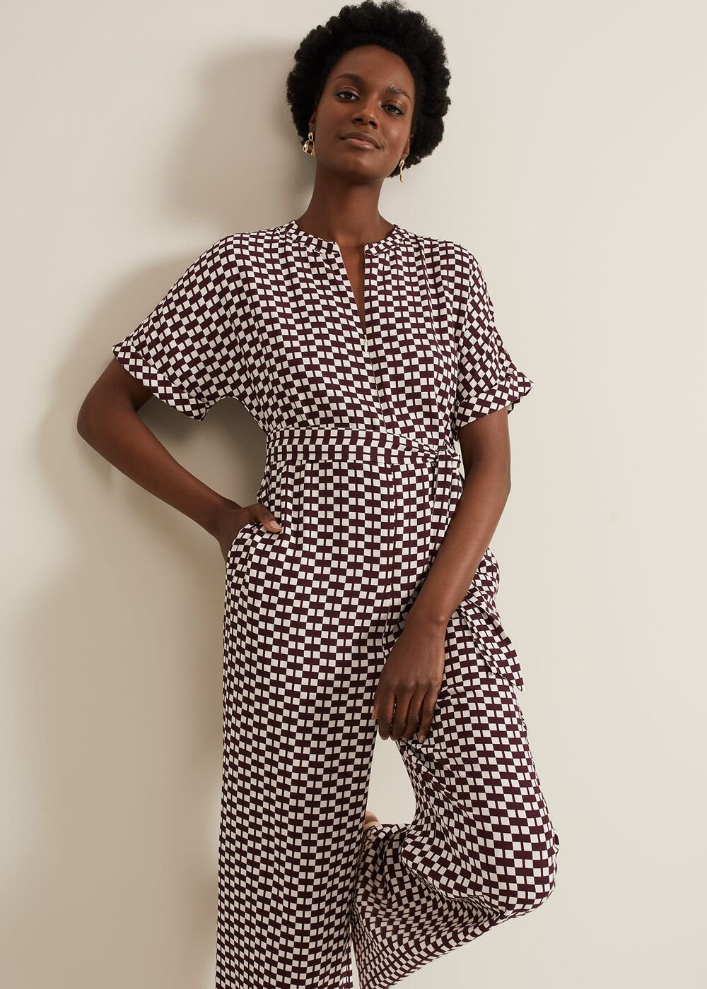 Andra Geo Tie Waist Jumpsuit - Multi-Coloured
