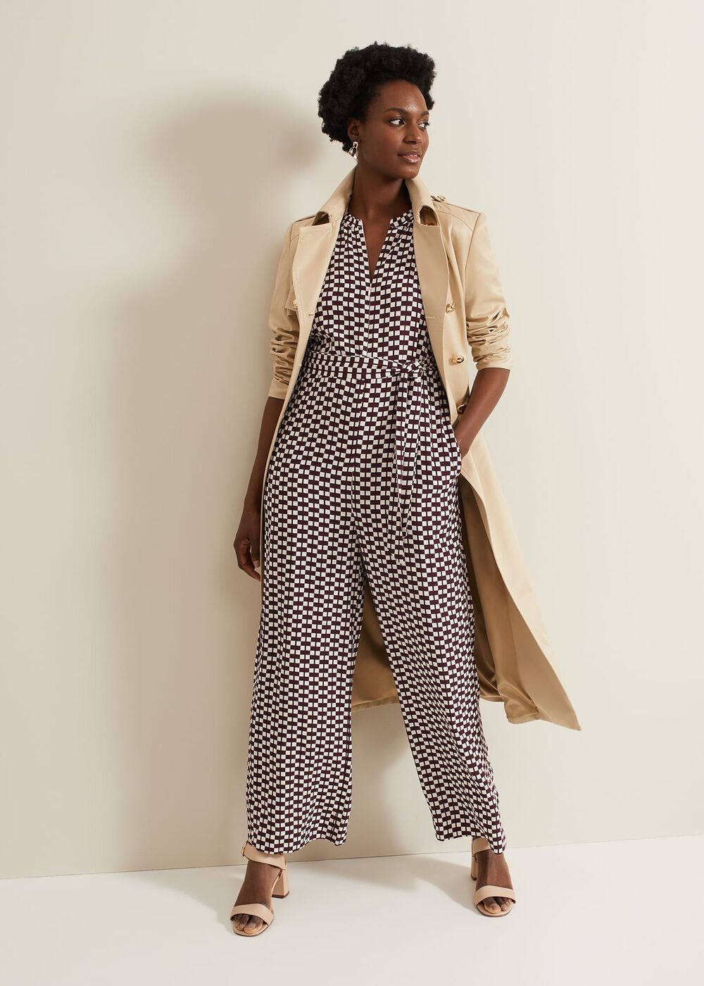Andra Geo Tie Waist Jumpsuit - Multi-Coloured