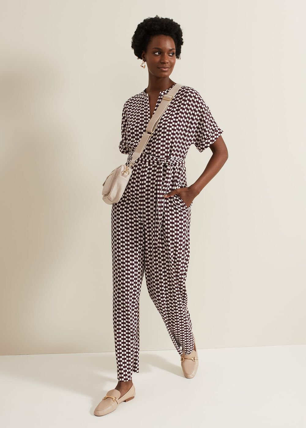 Andra Geo Tie Waist Jumpsuit - Multi-Coloured