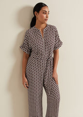 Petite Andra Geo Tie Waist Jumpsuit - Multi-Coloured