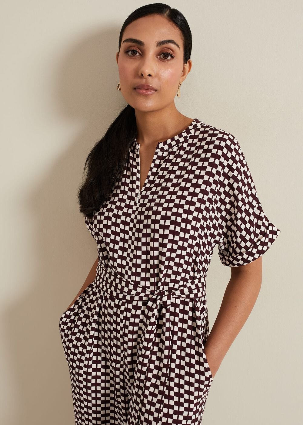 Petite Andra Geo Tie Waist Jumpsuit - Multi-Coloured