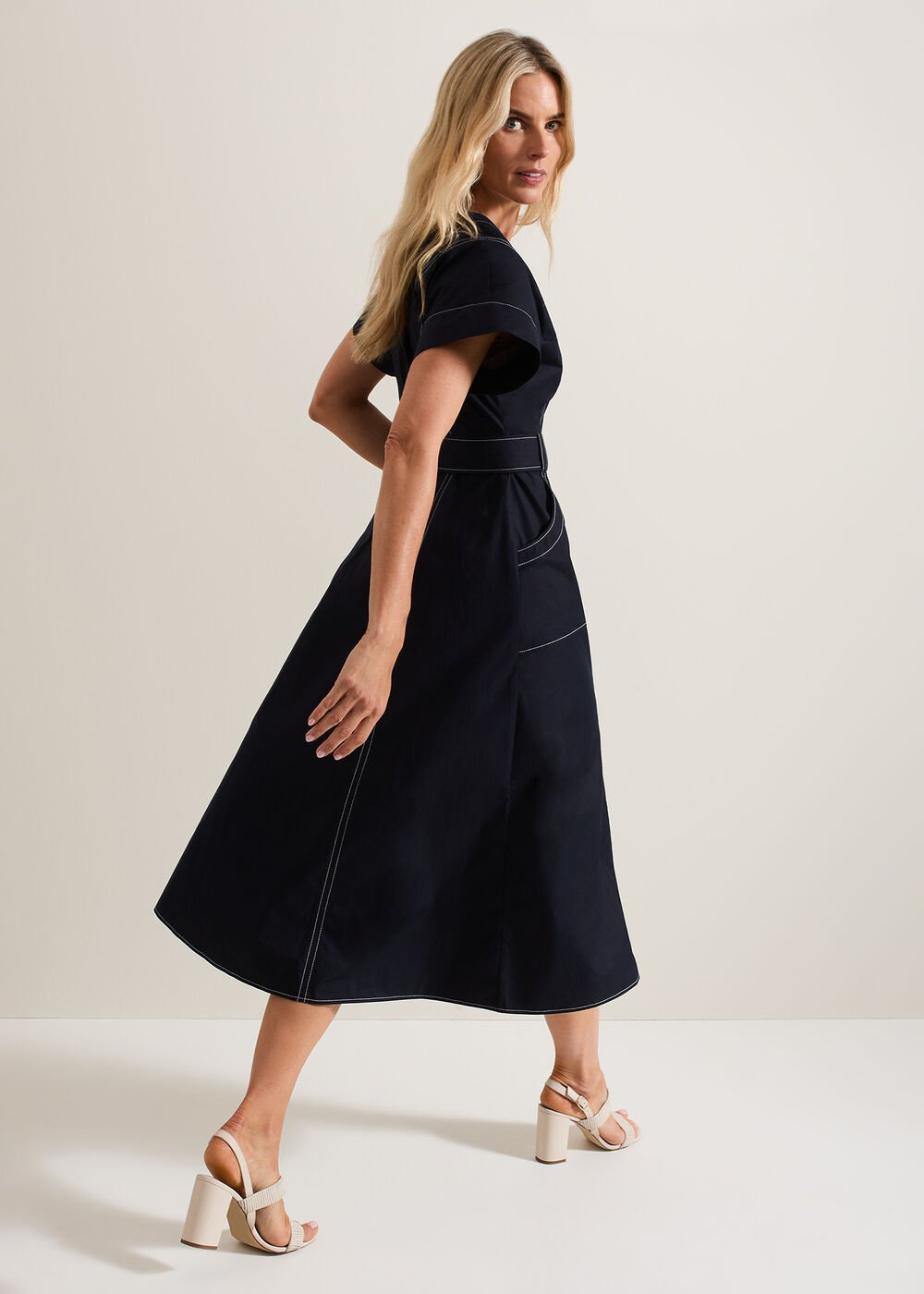 Annalie Navy Utility Midi Dress - Navy