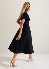 Annalie Navy Utility Midi Dress - Navy