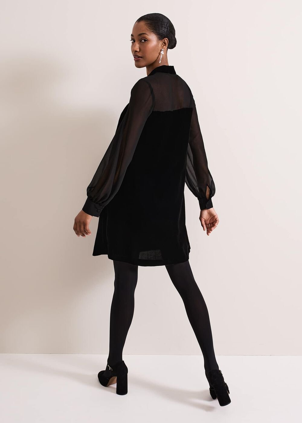 Seraphine Black Velvet Tunic Dress - Black