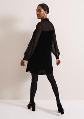 Seraphine Black Velvet Tunic Dress - Black